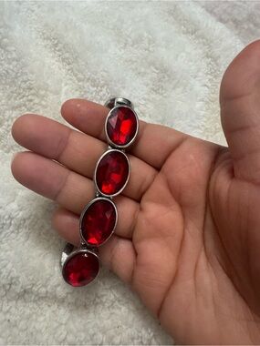 Red and silver tone bracelet